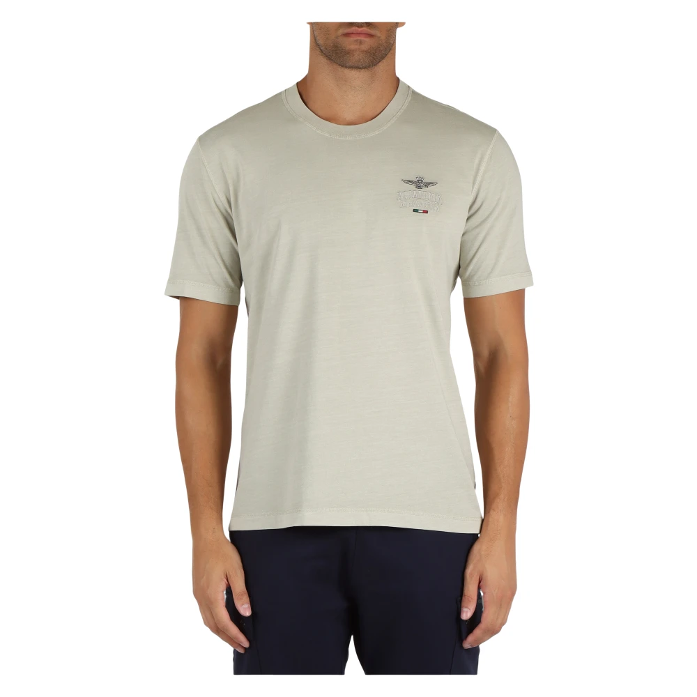Aeronautica militare Vintage Comfort Fit Katoenen T-shirt Beige Heren