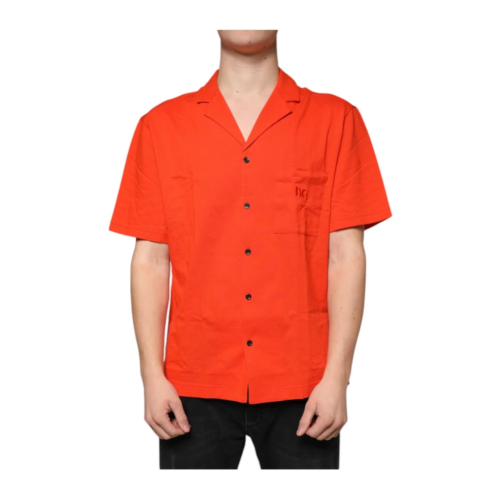 Dolce & Gabbana Men's Orange Cotton Polo Shirt With Logo