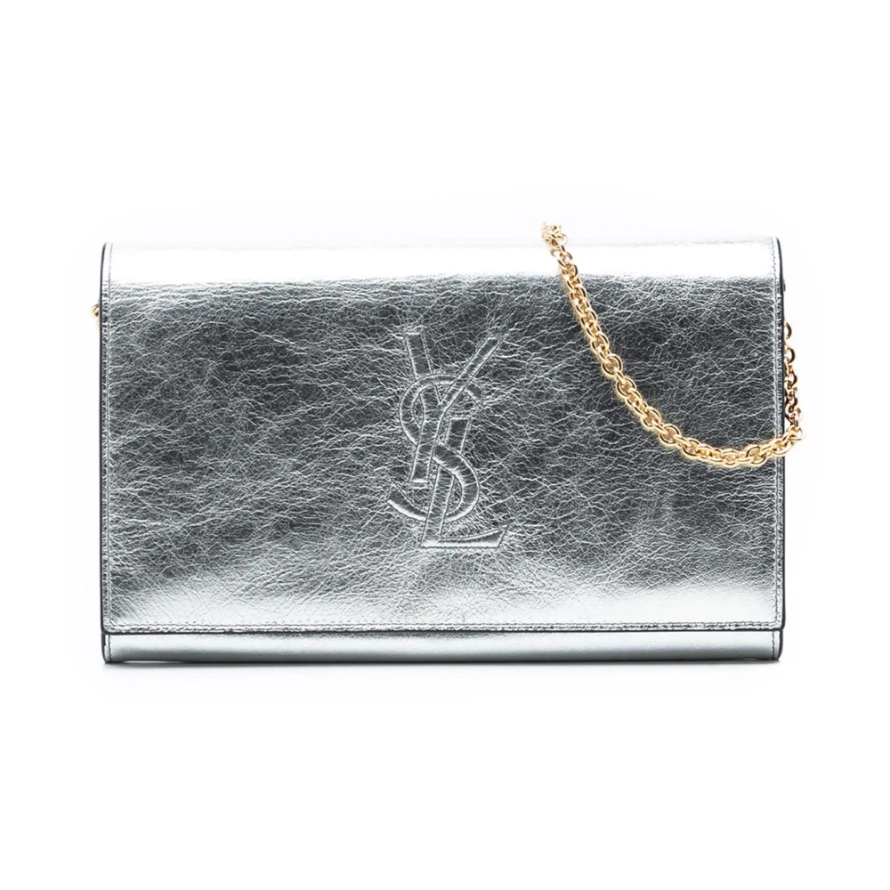 Saint Laurent Vintage Women's Gray Pre-Owned Chain Wallet