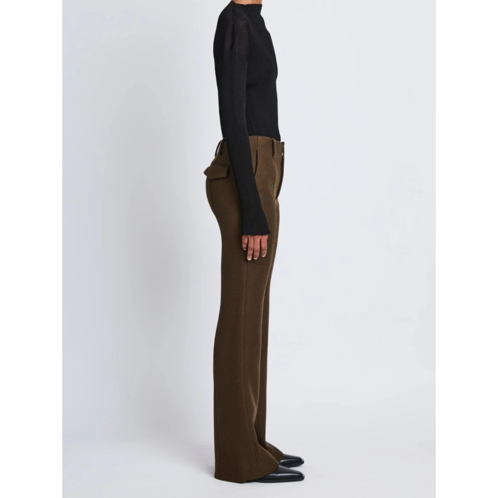Proenza Schouler Wollen Twill Broek Klassieke Vrouwelijke Snit Green Dames