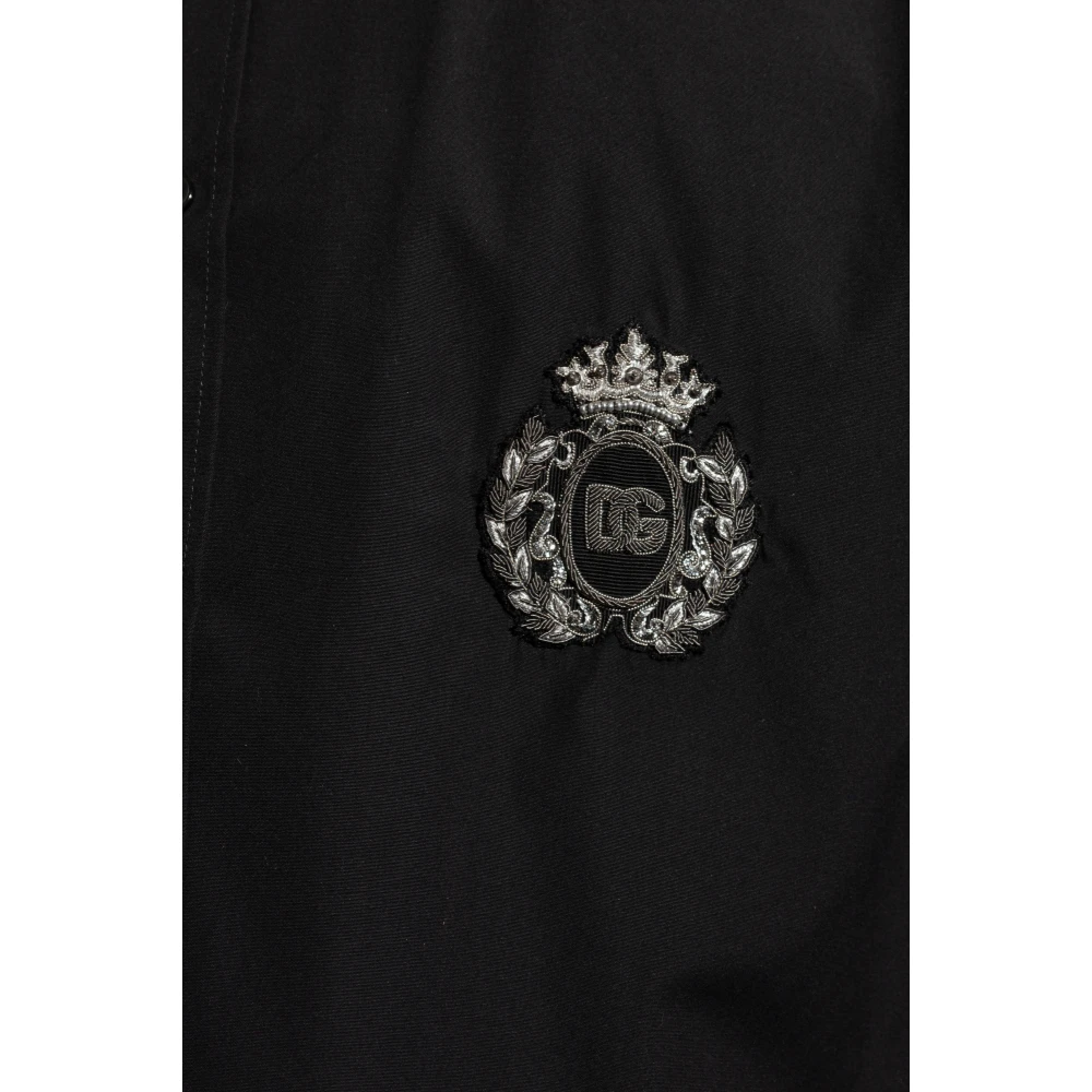 Dolce & Gabbana Katoenen shirt met applicatie Black Heren