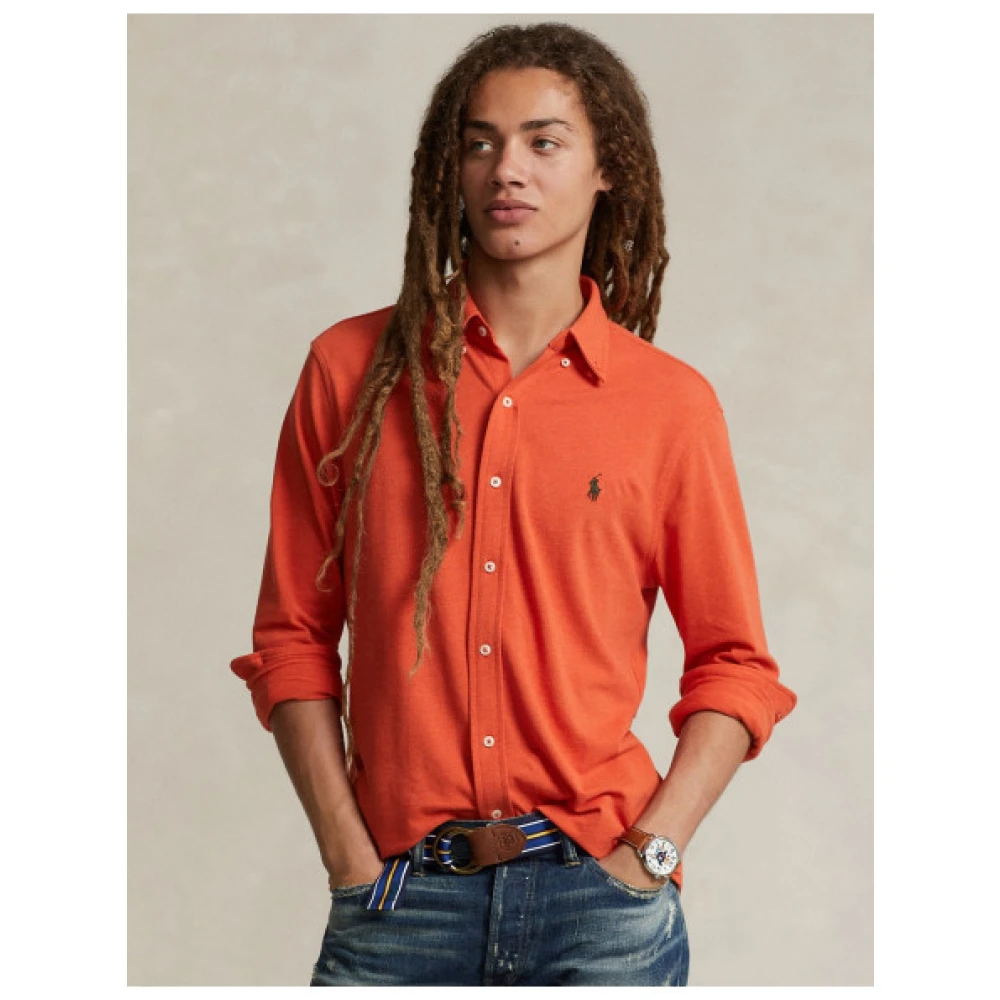 Polo Ralph Lauren Klassieke Katoenen Piqué Overhemd Orange Dames