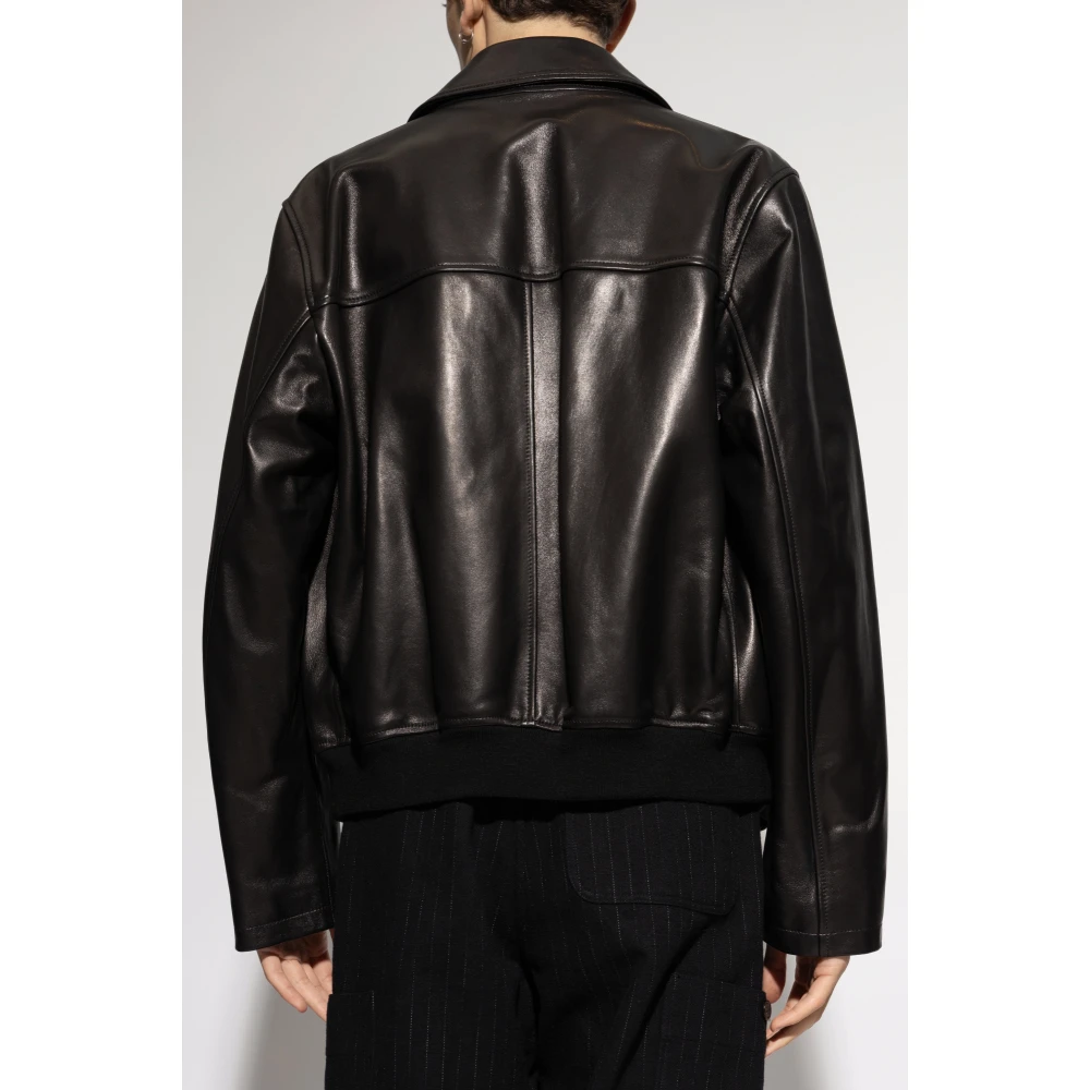 Emporio Armani Leren jas Black Heren