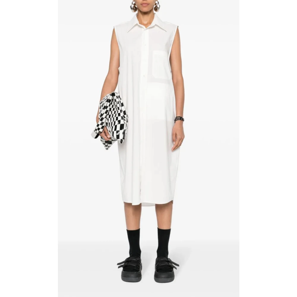 MM6 Maison Margiela Witte Katoenen Poplin Maxi Jurk White Dames