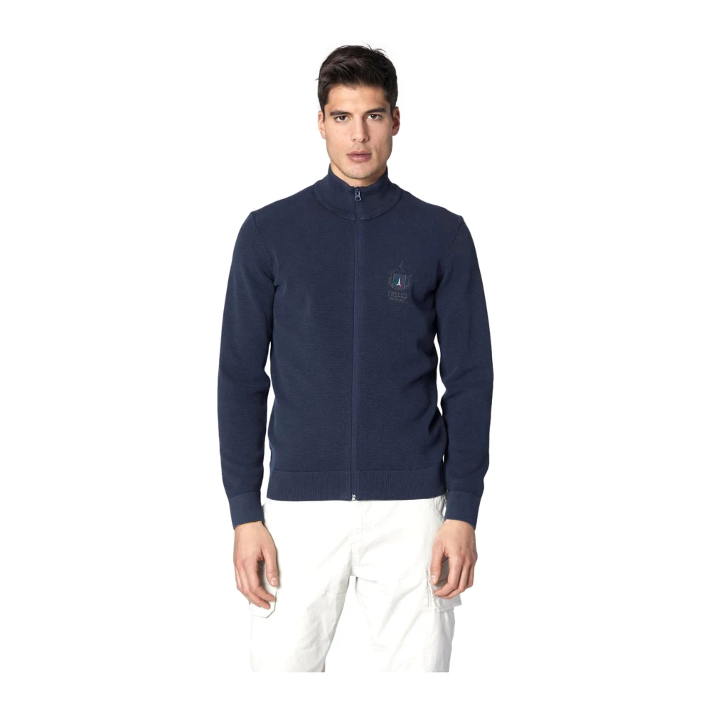 aeronautica militare Full Zip Katoenen Trui Blue Heren