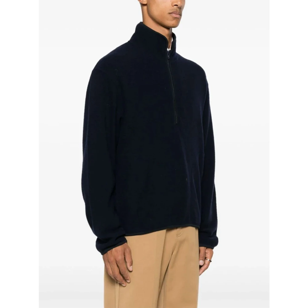 Sunflower Navy Wol Zip Sweater Blue Heren