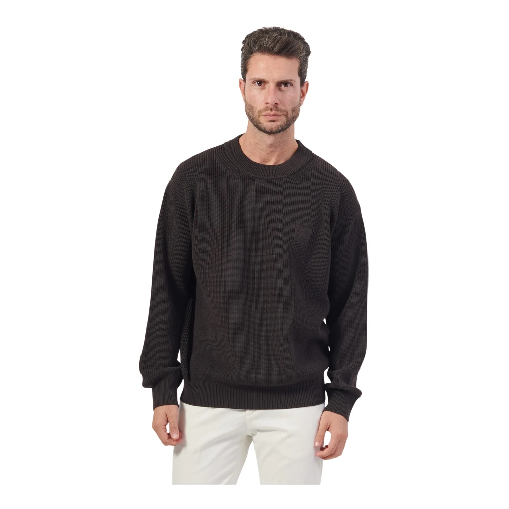 Hugo Boss Bruine Sweater Regular Fit Zachte Garens Brown Heren