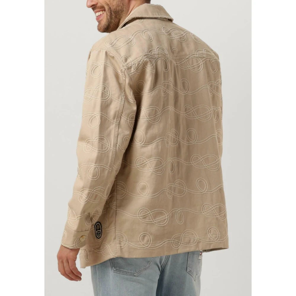 Scotch & Soda Jacquard Twill Overshirt Jacket Beige Heren