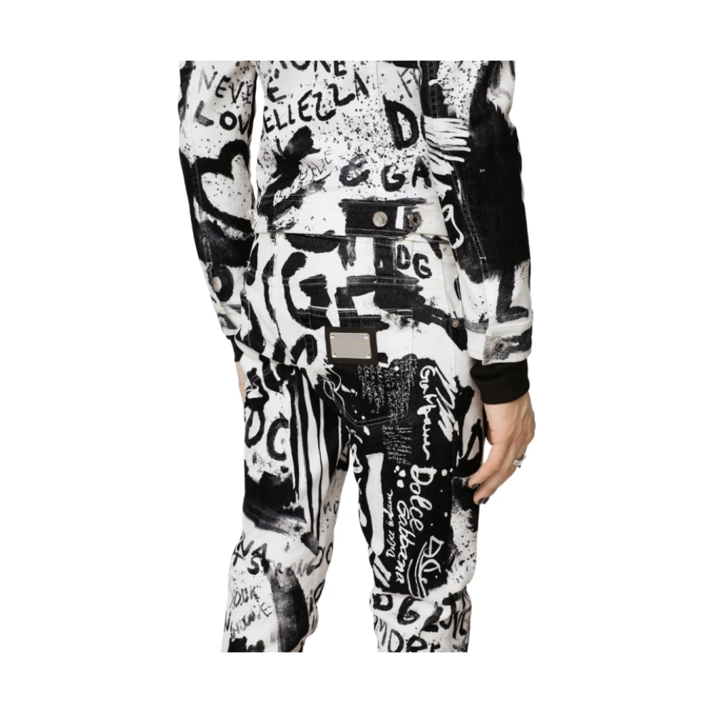 Dolce & Gabbana Witte Skinny Jeans met Graffiti Print White Heren