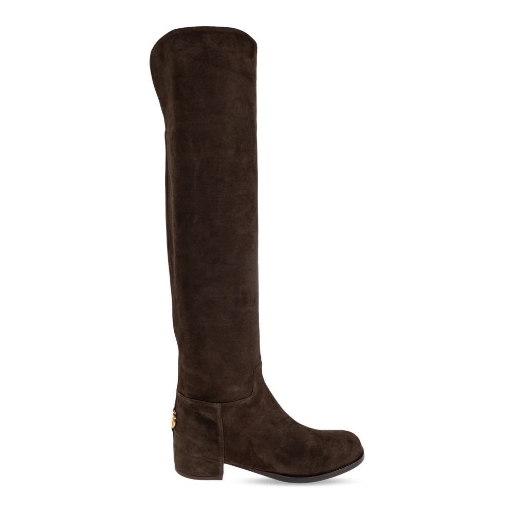 Dolce & Gabbana Women's Brown Over-The-Knee Boots, 4 Uk, Suede Knee-High Boots