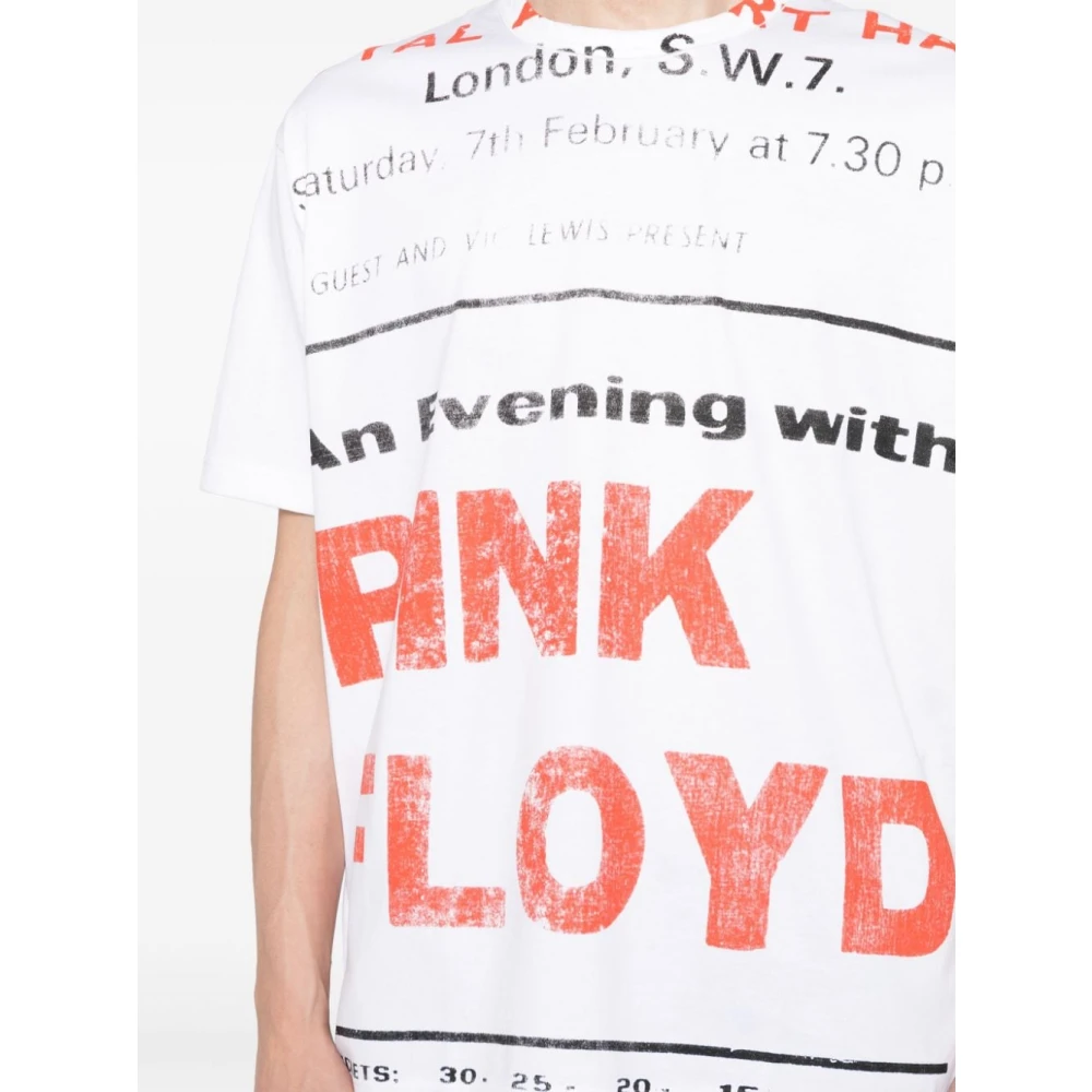 Junya Watanabe Witte Pink Floyd Print Katoenen T-shirt White Heren