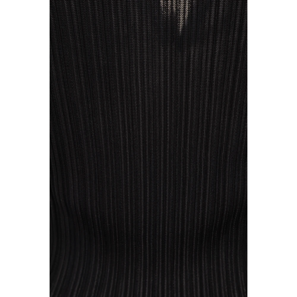 Durazzi Milano Zwart Geribbeld Zijden Polo Shirt Black Dames
