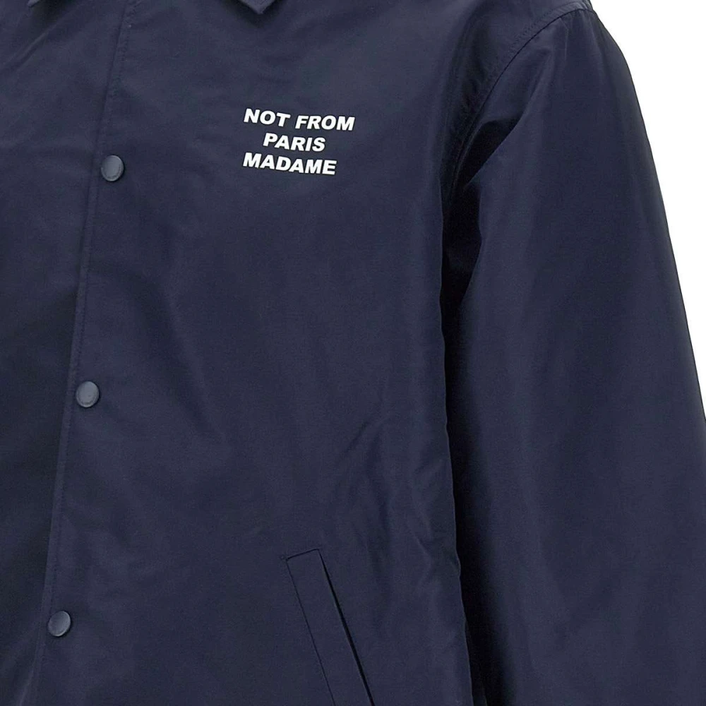 Drole de Monsieur Blauwe waterafstotende jas met slogan Blue Heren