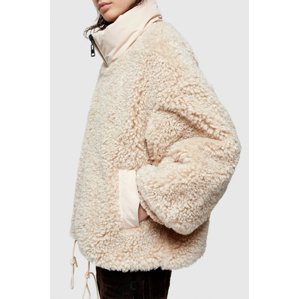 OOF Wear Omkeerbare Synthetisch Leren en Katoenen Jas Beige Dames