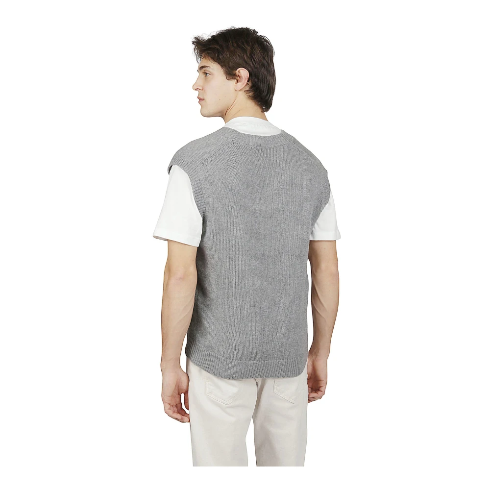 Eleventy V-Hals Wol Gilet Gray Heren