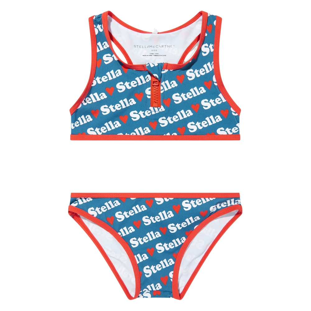 Stella Mccartney Girls Blue Heart Logo Bikini For
