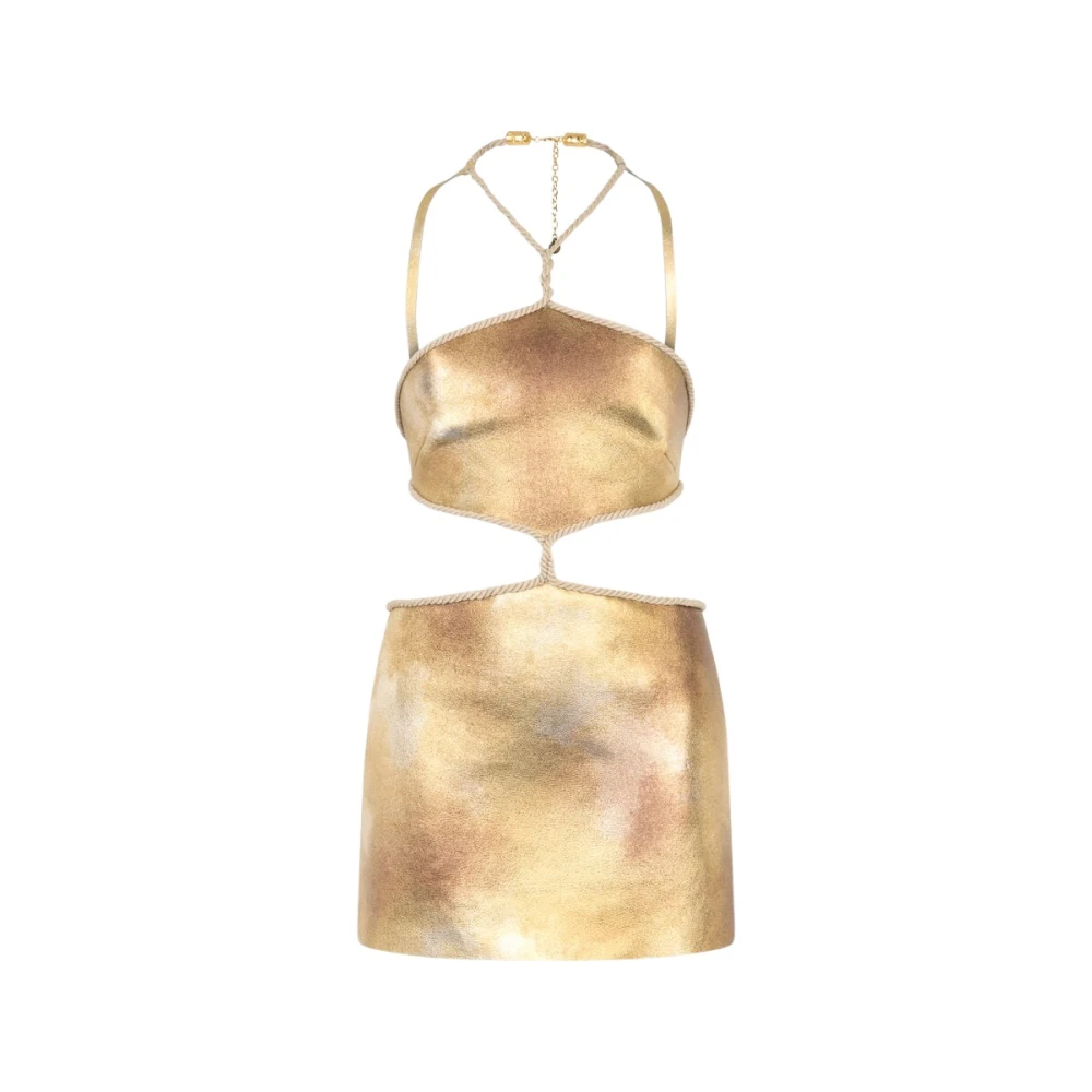 Roberto Cavalli Cut-Out Short Dress With Ropes - Female - Party Dresses - Yellow - Xs - Dresses