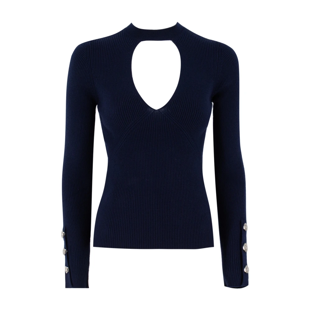 pinko Gebreide Crew Neck Trui Blue Dames