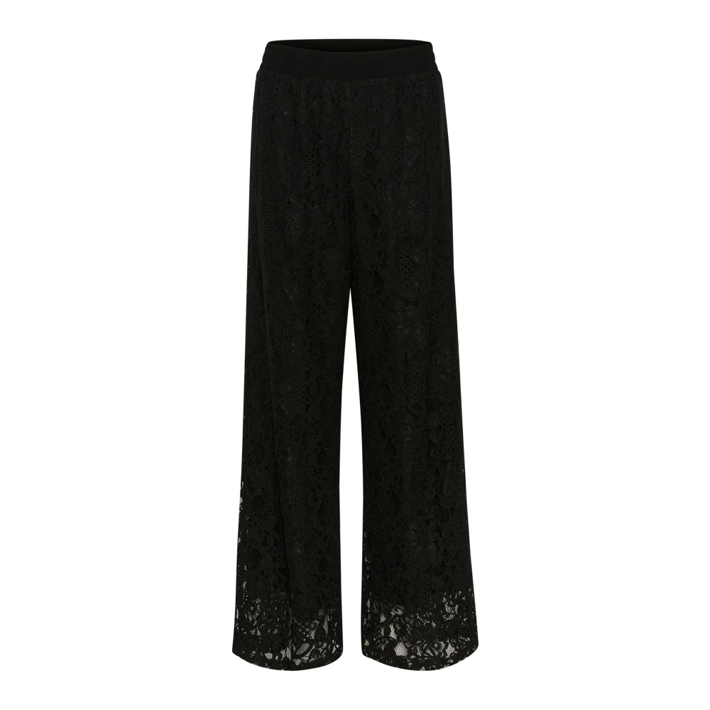 Kaffe Zwart Diep Kant Loszittende Broek Black Dames