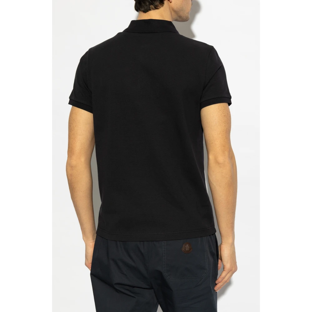 Moncler Katoenen polo met logopatch Blue Heren