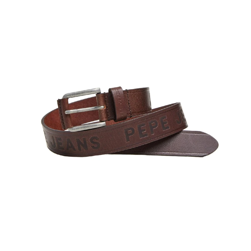 Pepe Jeans Vintage Leren Riem Urban Stijl Brown Heren