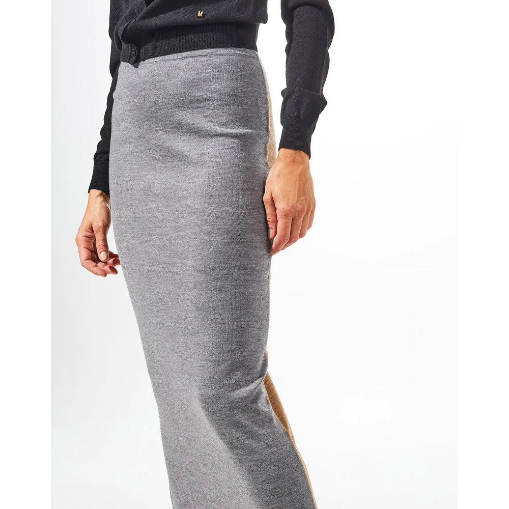 Moschino Merino Wol Lange Rok Grijs Gray Dames