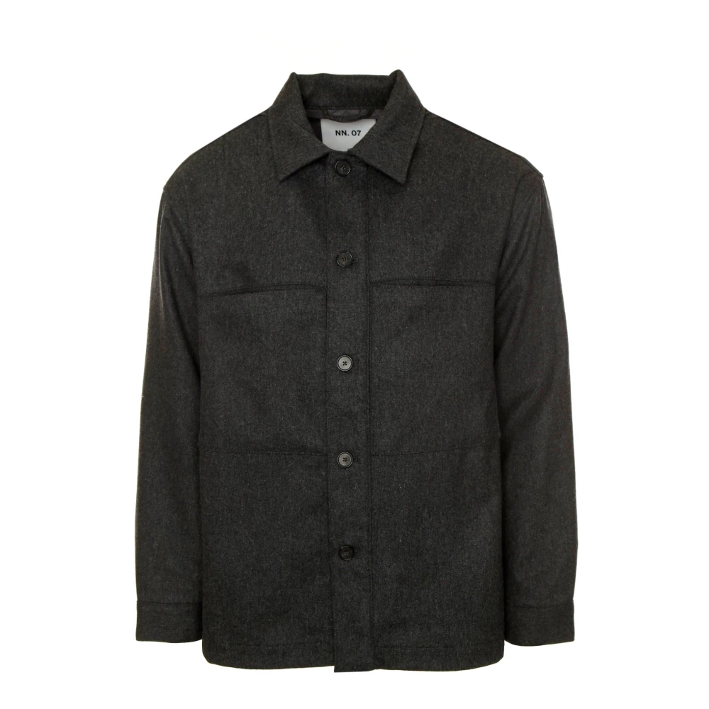 Nn07 Twill Overshirt med Stora Fickor Gray, Herr