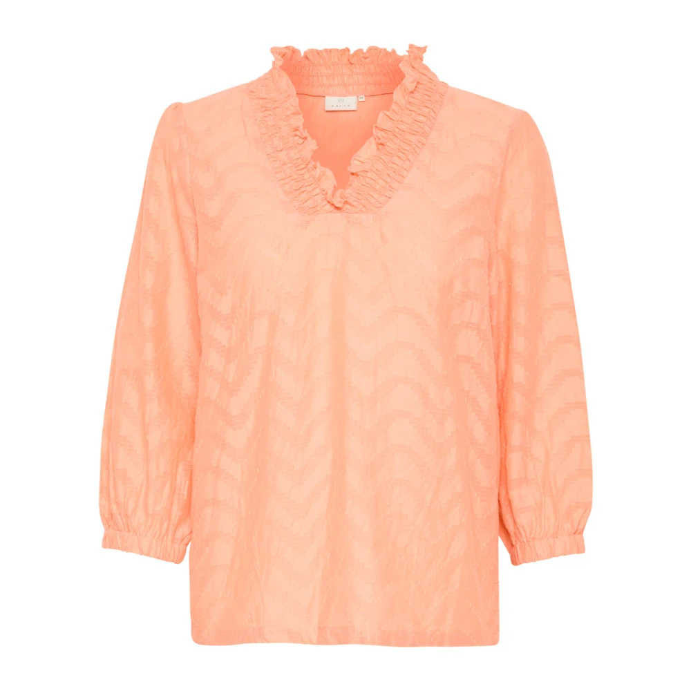 Kaffe Blouse met ¾ Mouwen in Perziknectar Orange Dames