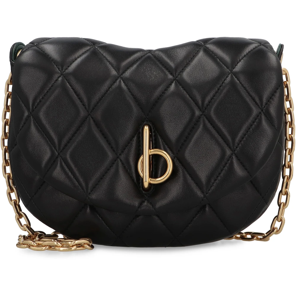 Burberry Gestikte Leren Rocking Horse Tas Black Dames