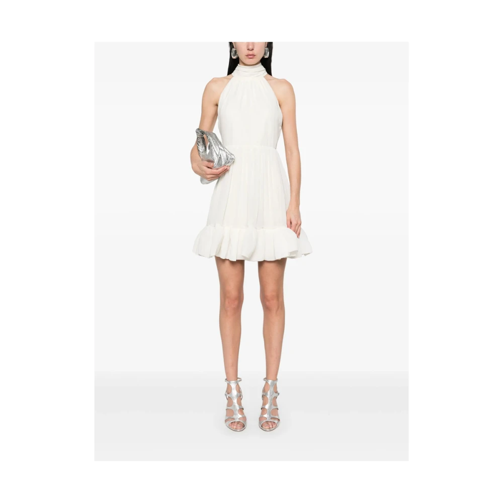 By Malina Witte Halternek Ruche Zoom Jurk White Dames