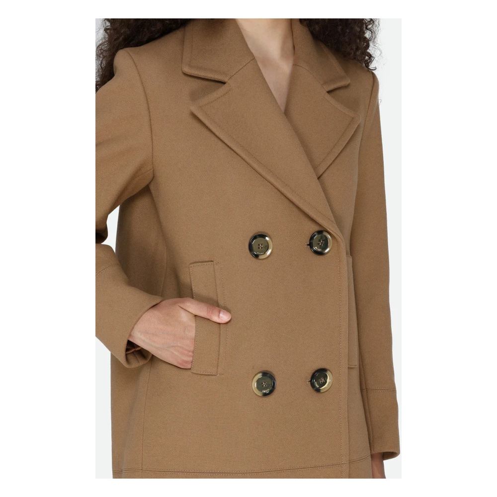 pinko Kameel Dubbel-Borst Jas Brown Dames