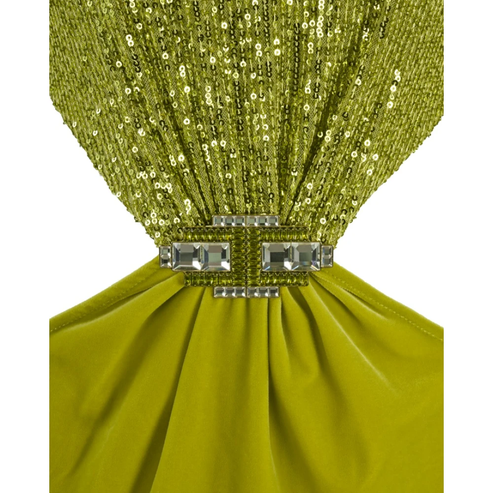 Elisabetta Franchi Groene Zeemeerminjurk met Strass Accessoire Green Dames