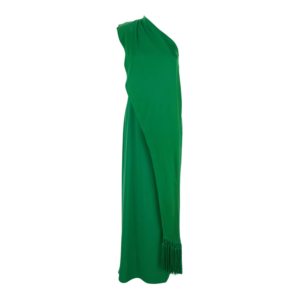 Taller Marmo Groene one-shoulder lange jurk met sjaaldetail Green Dames