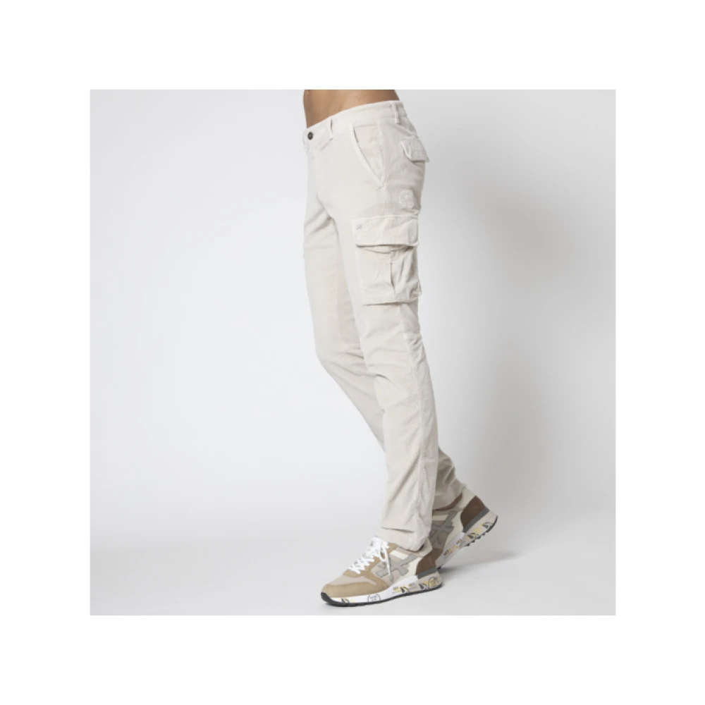 Mason's Cargo Corduroy Broek in Greige White Heren