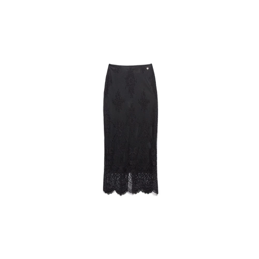 Aniye By Zwarte Kant Hoge Taille Midi Rok Black Dames