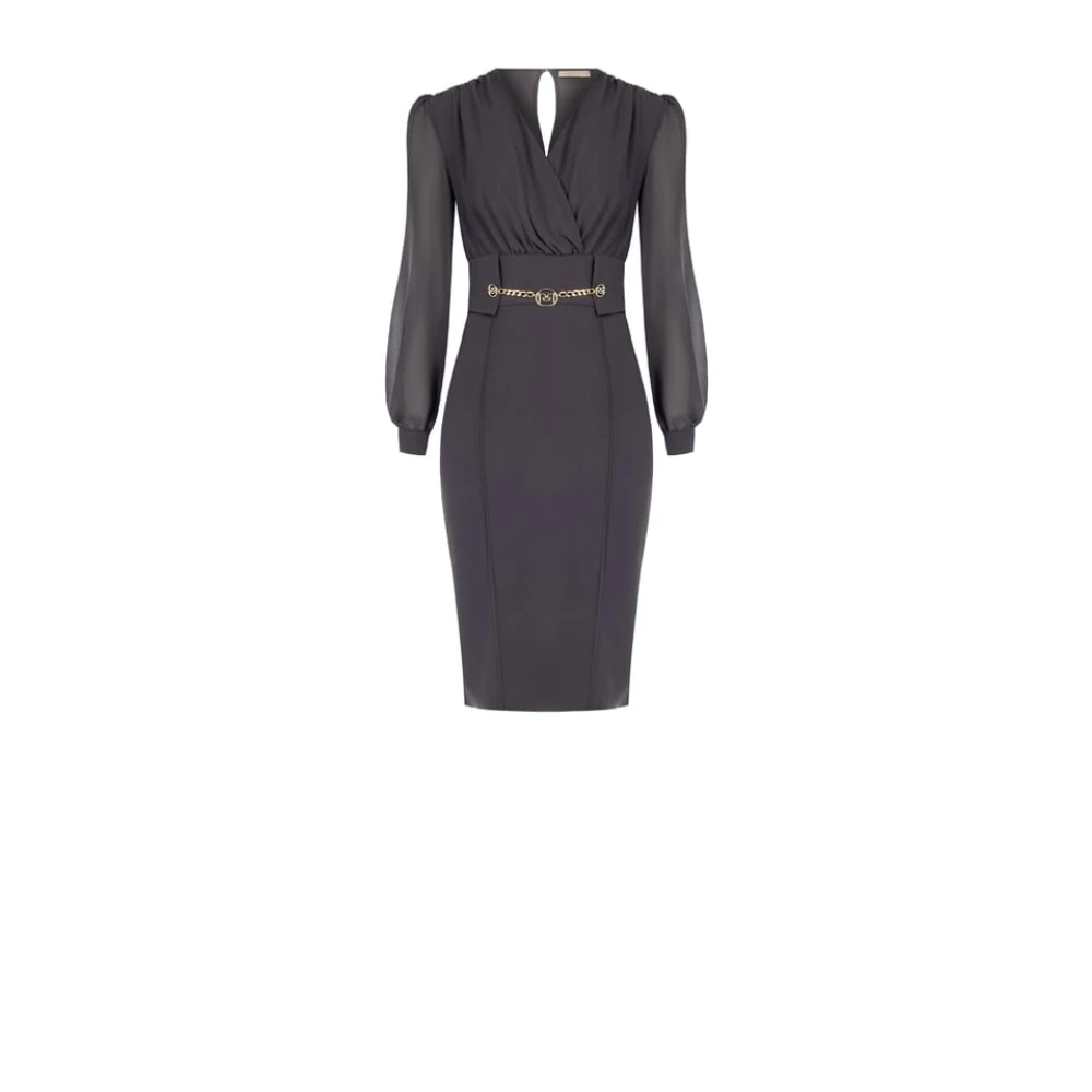 RINASCIMENTO Georgette Sheath Jurk met Scuba Crepe Rok Gray Dames