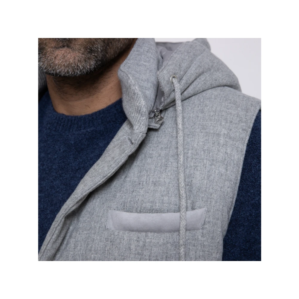 Gran Sasso Grijze Wollen Mouwloze Hoodie Jas Gray Heren