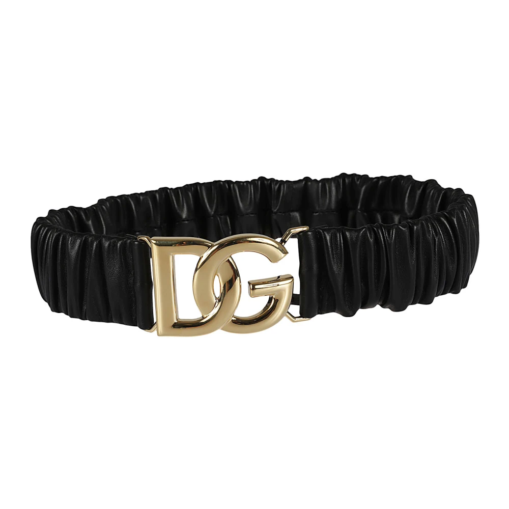 Dolce & Gabbana Zwart Logo-Gesp Leren Riem Black Dames