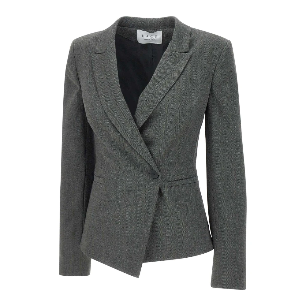 Kaos Grijze Blazer met Micro Lurex Draden Gray Dames