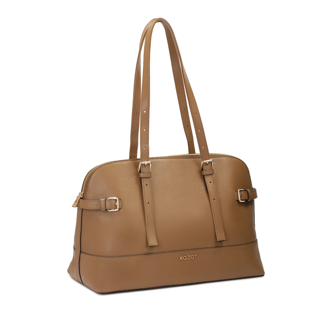 Kazar Bruine handtas met brede bodem Brown Dames
