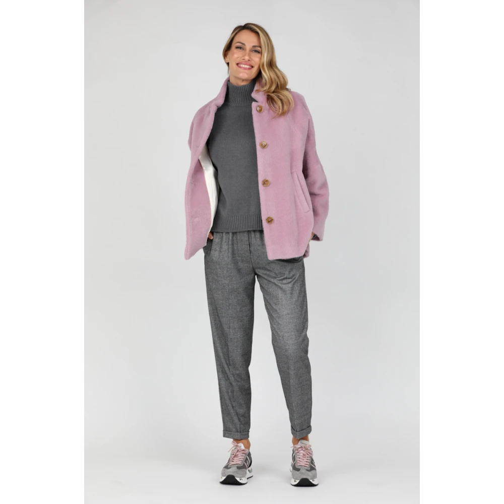 Rosso35 Flanellen Elastische Taillebroek Gray Dames