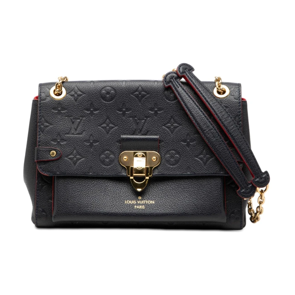 Louis Vuitton Vintage Women's Blue Pre-Owned Embossed Leather Shoulder Bag