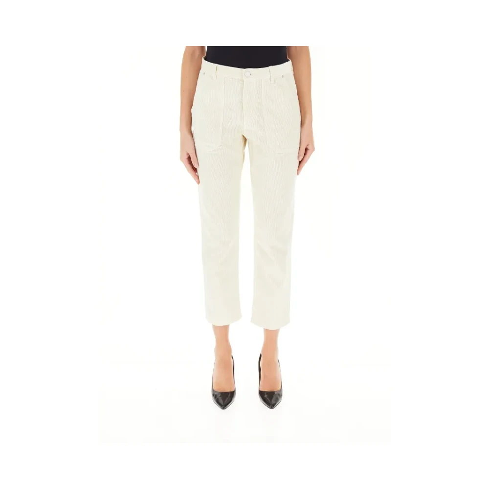 Pinko Fluweelribbroek met voorrits White Dames
