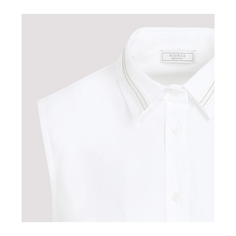 PESERICO Witte Katoenen Overhemd Puntkraag White Dames