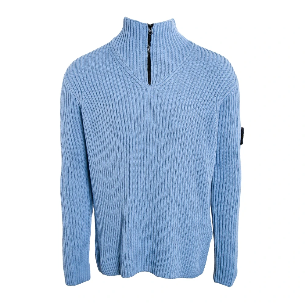 Stone Island Half-Zip Rolkraag Trui Blue Heren