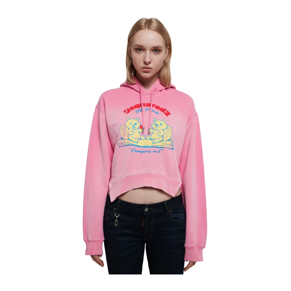 Dsquared2 Camping Out Hoodie met Grafische Print Pink Dames