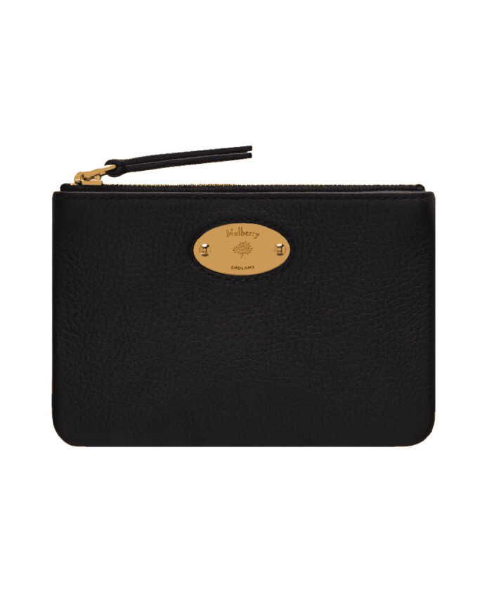 Small Zip Coin Pouch, Black, Mulberry