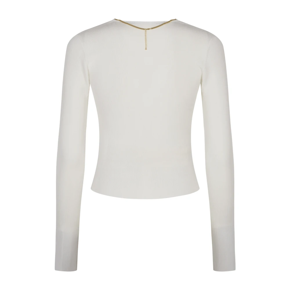 alexander wang Ketting Naamplaat V-Hals Sweater White Dames