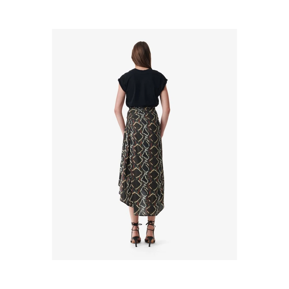 IRO Python Print Zijden Midi Rok Brown Dames
