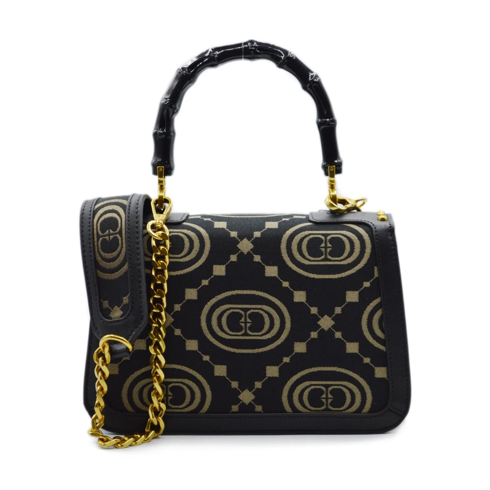 La Carrie Iconische Jacquard Leren Schoudertas Black Dames